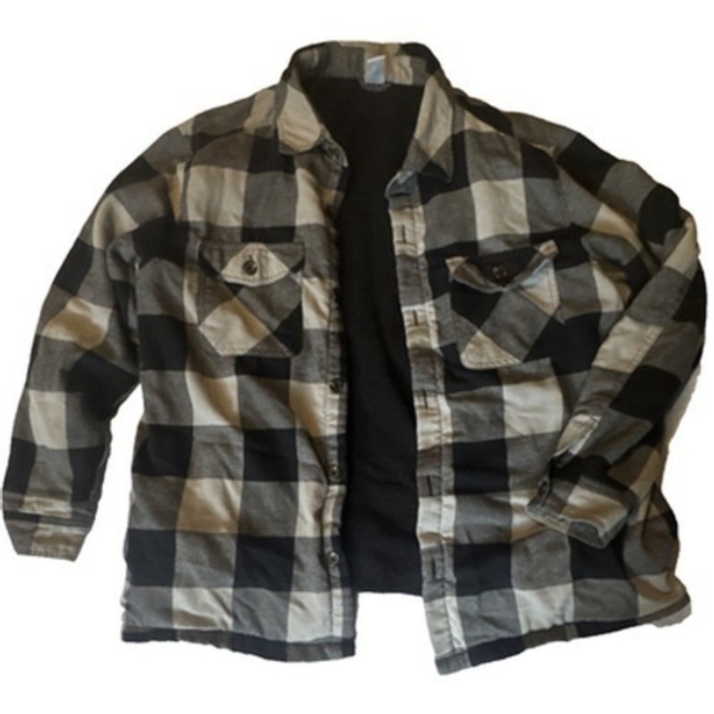 Highland Creek XL Plaid Flannel Lined Button-Up Shirt Black Gray Long Sleeve